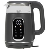 Fierbator de apa Adler AD 1305GS, 1.7 l, 2200 W, Afisaj LED, Baza pivotanta 360, Filtru calcar, 5 presetari, Gri