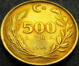 Cumpara ieftin Moneda 500 LIRE - TURCIA, anul 1991 * cod 1148, Europa