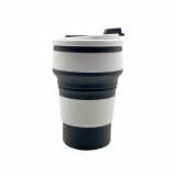 Cana portabila de coffee, pliabila, ecologica si rezistenta, dimensiune ajustabila, 350 ml, black