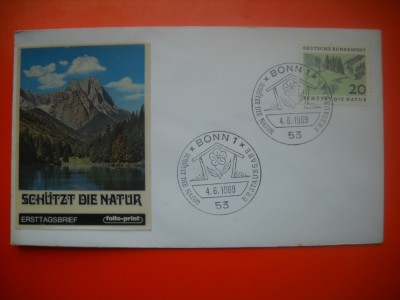 HOPCT PLIC S FDC NR 696 PROTECTIA NATURII 1969 GERMANIA -NECIRCULAT foto