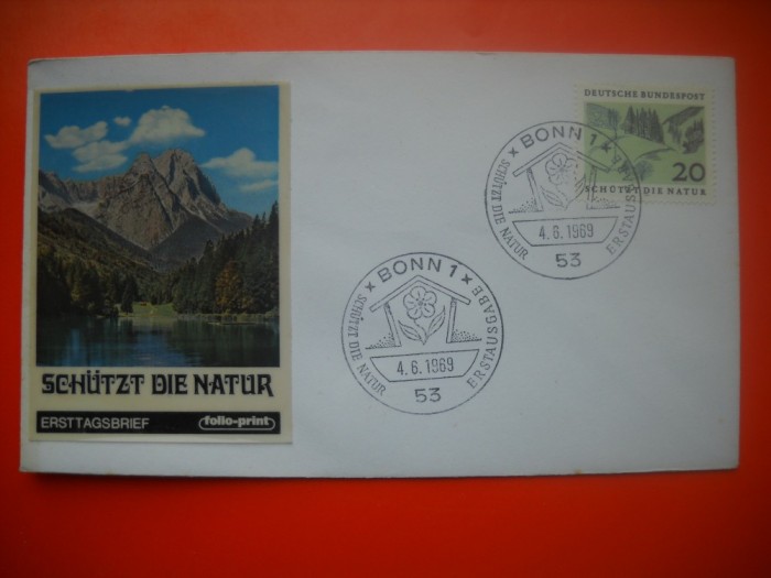 HOPCT PLIC S FDC NR 696 PROTECTIA NATURII 1969 GERMANIA -NECIRCULAT