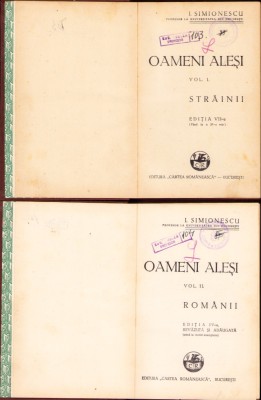 HST C4190N Oameni aleși I Străinii, II Rom&amp;acirc;nii de I Simionescu, 1938 foto