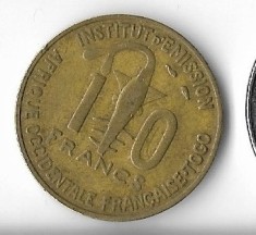 Moneda 10 francs 1957 - Togo
