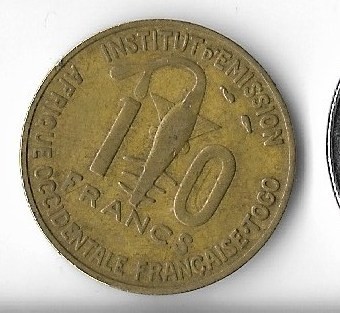 Moneda 10 francs 1957 - Togo foto