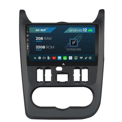 Navigatie Dacia Logan Duster Sandero (2008-2013), Android 12, P-Octacore 2GB RAM + 32GB ROM, 9 Inch - AD-BGP9002+AD-BGRKIT367B foto