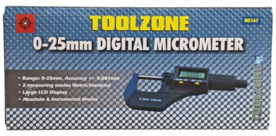 ✅ Micrometru digital 0-25 mm , precizie 0.001 , pentru Toolzone - Marea Britanie , corp metal/protectie ABS , nou la pret vechi foto