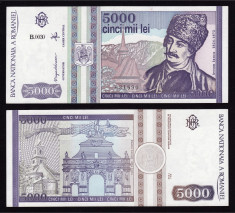 Romania, 5000 lei 1993 aUNC_serie B.0030~631890 foto