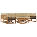 vidaXL Set de canapele de exterior cu pernă 7 pcs Natural și Bej 3382386