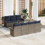 vidaXL Set de canapele pentru grădină 8 pcs Gri și bleumarin poliratan 3353944