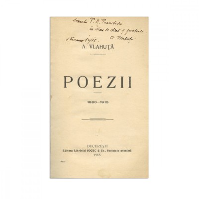 Alexandru Vlahuță, Poezii, 1915, cu dedicație pentru P. N. Panaitescu foto