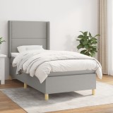 Cumpara ieftin Pat box spring cu saltea, gri deschis, 90x190 cm, textil