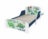 Pat Copii U-Grow Junior Dinozauri 140x70 cm, 3-8 ani, Protectii Laterale