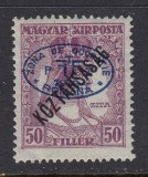 ROMANIA 1919 - DEBRETIN EMISIUNEA I SUPRATIPAR ZONA DE OCUPATIE 50 BANI MNH, Nestampilat