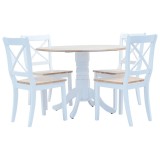 Cumpara ieftin Set mobilier bucatarie, 5 piese, alb &amp; maro, lemn masiv hevea