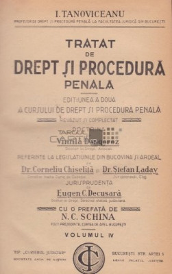 I. Tanoviceanu,Tratat de drept si procedura penala 5 vol 1924 - 1927 foto