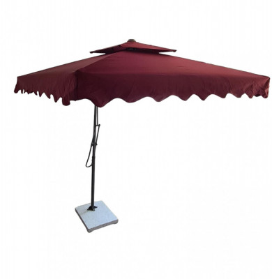Umbrela de soare, 2.2 m x 2.2 m, Visiniu, stalp din otel, cu talpa de Granit foto