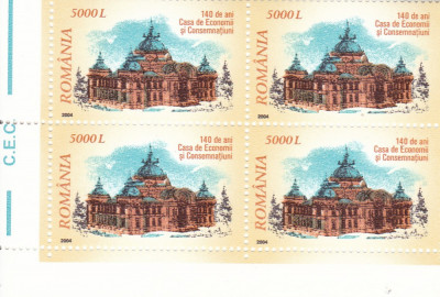 ROMANIA 2004 LP 1653 CEC - 140 ANI DE LA FONDARE BLOC DE 4 TIMBRE MNH foto