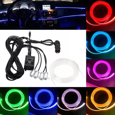Lumini Ambientale Bluetooth cu LED 6M Fibra Optica 5 Capete controlabile cu aplicatie Lotus Lantern foto