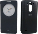 Husa flip LG G3 S Quick Circle Negru, LG G3 Mini, Alt material