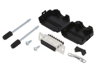 Conector D-Sub 15-Pin Mamă Drept cu Terminal Șurub pe Cablu foto