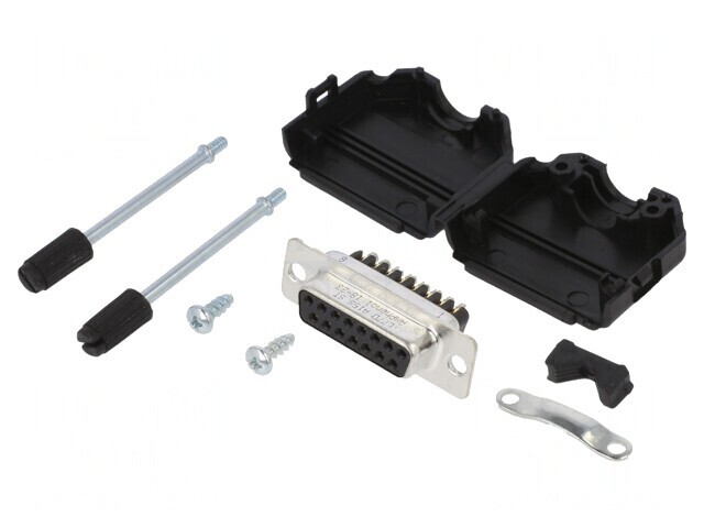Conector D-Sub 15-Pin Mamă Drept cu Terminal Șurub pe Cablu