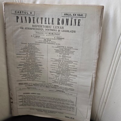 Pandectele Romane Caietul 9 Anul XX 1941 foto