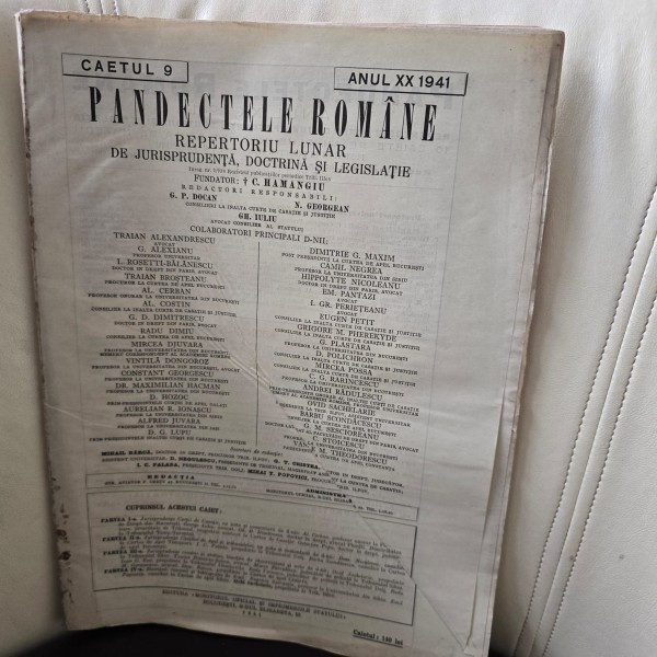 Pandectele Romane Caietul 9 Anul XX 1941