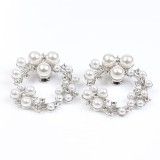 Set 2 accesorii circulare cu perle albe pentru incaltaminte