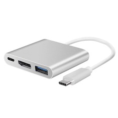 Adaptor USB C la HDMI 308, 3in1, USB 3.0, compact foto