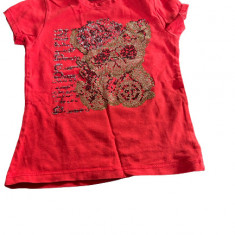 Tricou copil , culoarea rosu , model cu strasuri , marimea 98-104