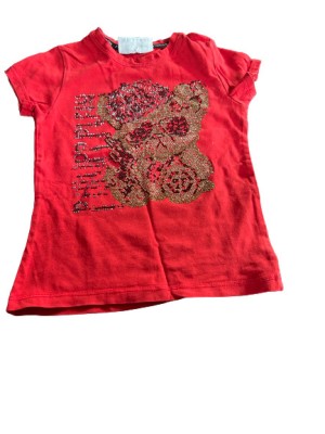 Tricou copil , culoarea rosu , model cu strasuri , marimea 98-104 foto