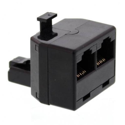 Adaptor 1x RJ45 8P8C tata - 2x RJ45 8P8C mama negru Well foto