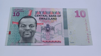 Swaziland -10 Emalangeni 2015-UNC foto