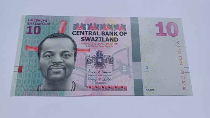 Swaziland -10 Emalangeni 2015-UNC
