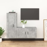 Cumpara ieftin Set dulap TV, 2 piese, gri beton, lemn prelucrat