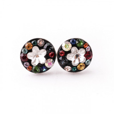 Cercei AG.925 cu surub, Swarovski Multicolor/Floare alba foto