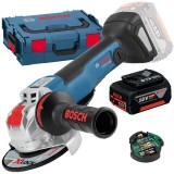 Bosch GWX 18V-10 PSC X-LOCK + GBA - Polizor unghiular 125 mm valiza speciala accesorii + Acumulator Li-Ion 18 V 5 Ah