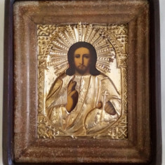 Icoana pe lemn, Kiot. Isus Pantocrator, sec 19, doc aut. si exp. 30,5cm x 26cm