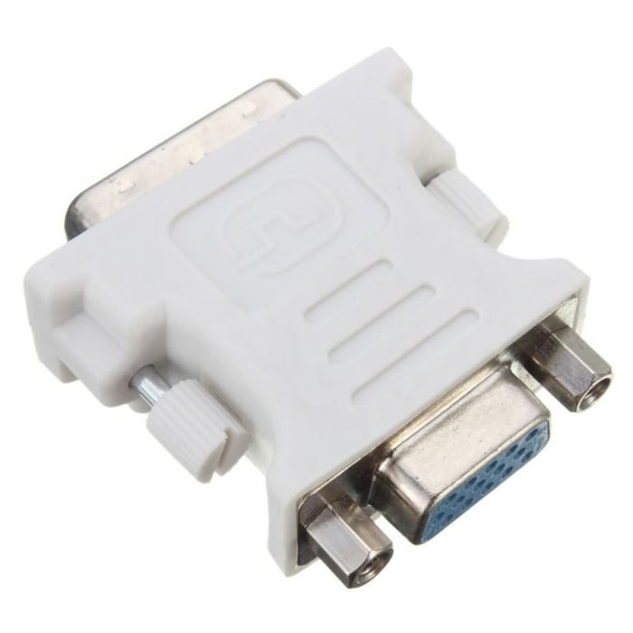 Adaptor DVI-I 24+5 tata la VGA mama, alb