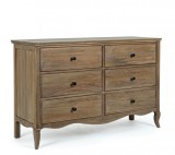 Comoda 6 sertare lemn mango maro Domitille 125x41.6x80 cm