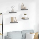 Rafturi Perete vidaXL, 4 buc, Gri Extralucios, 23x23.5x3.8cm, MDF, Montare invizibila, Raft Decorativ, Living, Dormitor