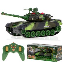 Tanc militar de jucarie RC 9993 2.4 GHz, cu telecomanda si camuflaj forestier