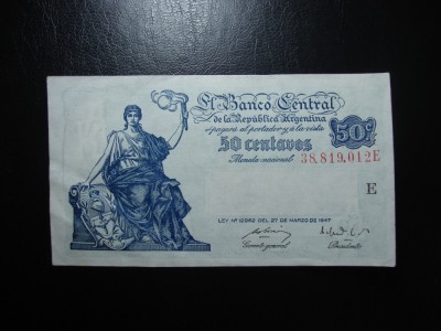 ARGENTINA 50 CENTAVOS 1947 SUPERBA foto