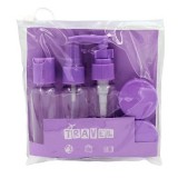 Set recipiente pentru cosmetice, flippy, 5 piese, cu gentuta, pentru calatorii, reutilizabile, mov, material plastic, 40 ml, 10g