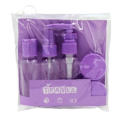 Set recipiente pentru cosmetice, flippy, 5 piese, cu gentuta, pentru calatorii, reutilizabile, mov, material plastic, 40 ml, 10g foto