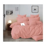 Cumpara ieftin Lenjerie de Pat Dublu Bumbac Damasc 4 Piese cu Elastic, Coral Deschis - XIA179