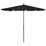 Umbrelă de grădină cu st&acirc;lp, negru, 210x140 cm, vidaXL