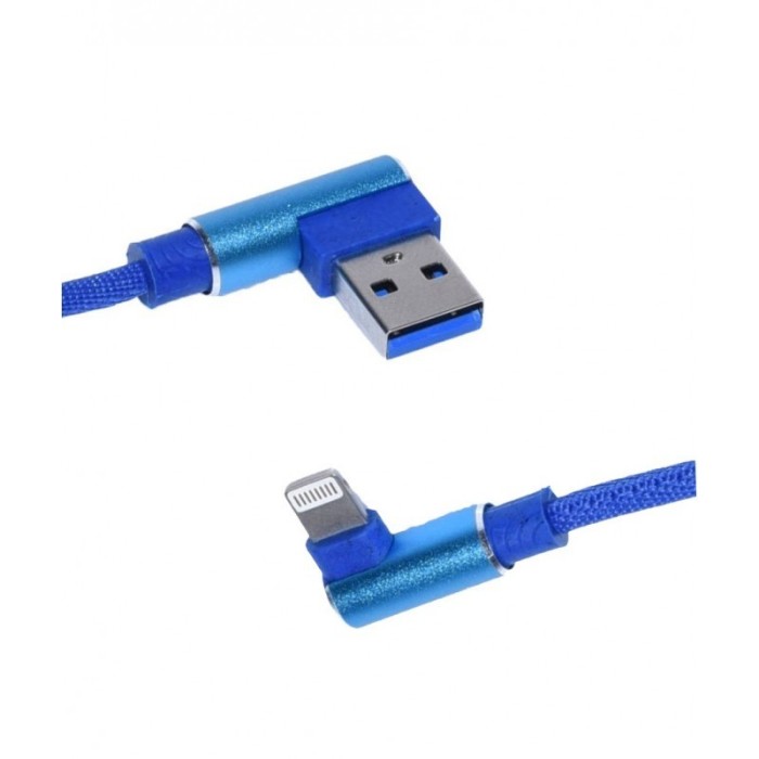 Cablu de date si incarcare elSales ELS-W05L USB-Lightning, conectori 90&deg;, albastru