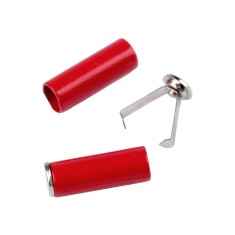 Set 2 capete metalice cu sigurante pentru snur Crisalida, 5 mm, Rosu