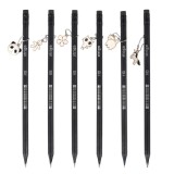 Creion Strigo HB Charms, lemn negru, cu pandantiv decorativ,diverse modele
